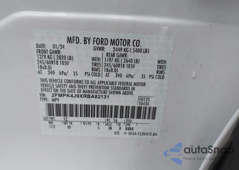 2024 Ford Edge Sel from USA, damaged, VIN 2FMPK4J9XRBA82131